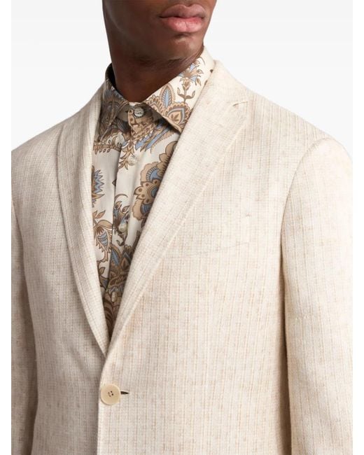 Etro Natural Cotton-Jacquard Suit Jacket for men