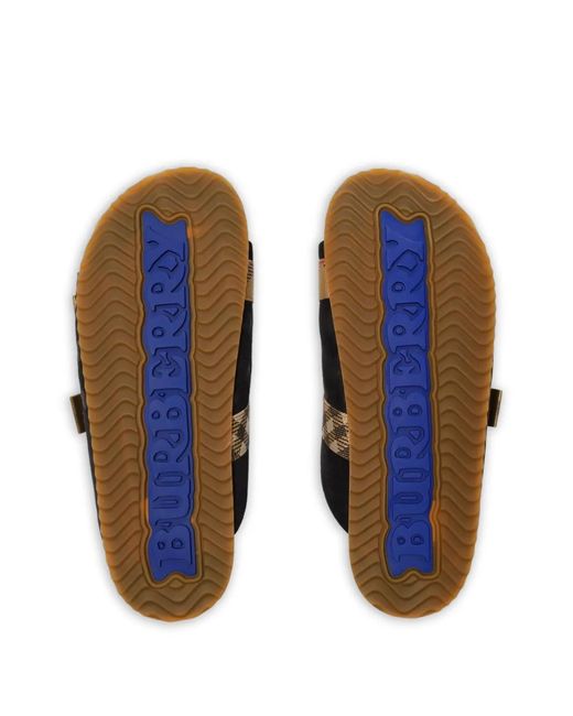 Burberry Black Check Suede Urchin Sandals