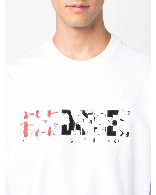 DIESEL White Logo-Print Cotton Sweatshirt for men