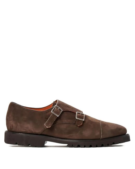 Andrea Ventura Firenze Brown Chaussures En Daim À Boucles for men