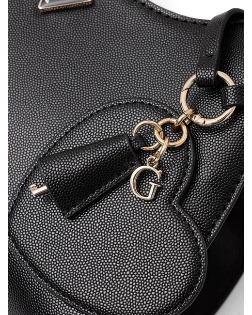 Guess Black Isobel Logo-Plaque Pebbled-Effect Shoulder Bag