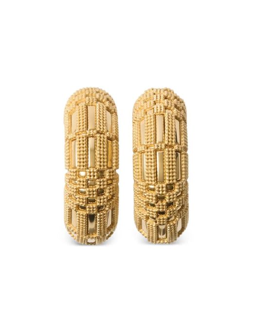 Burberry Metallic Beaded-Grid Hoop Earrings