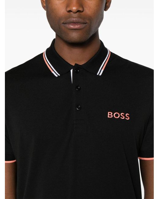 Boss Poloshirt Met Geborduurd Logo in het Black voor heren