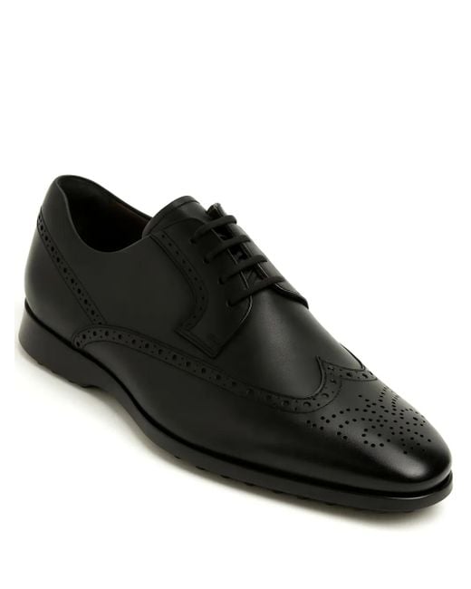 Tod's Black George Brogue-Detailing Derby Shoes for men