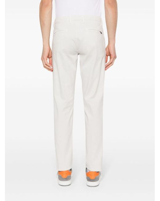 Boggi White Logo-embroidered Tapered Trousers for men