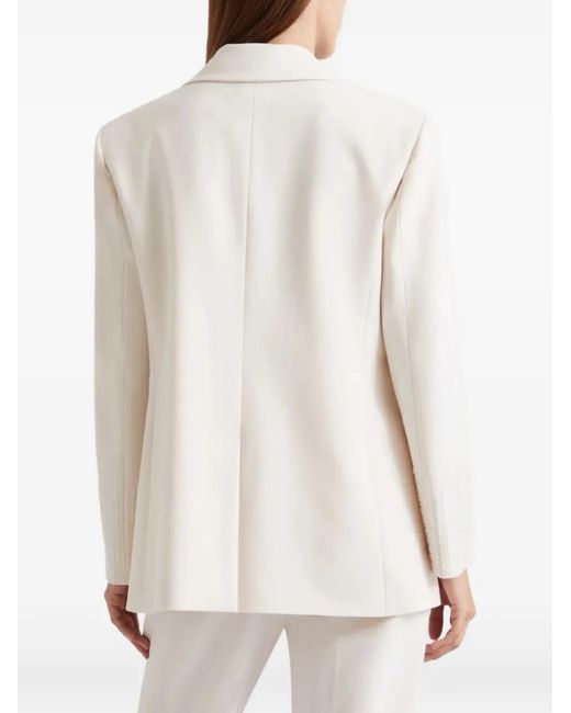Marella White Bead-Embellished Single-Breasted Blazer
