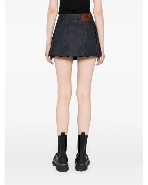 Gonna Denim Plissettata Con Ricamo di ANDERSSON BELL in Black