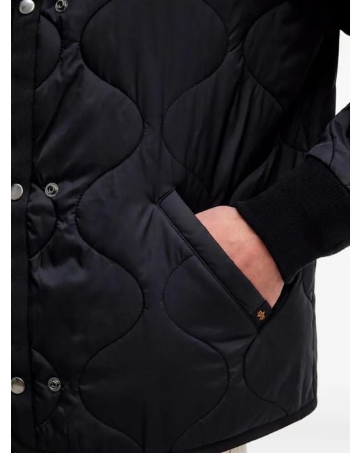 Alpha Industries Black Quilted-Finish Long-Sleeve Jacket for men