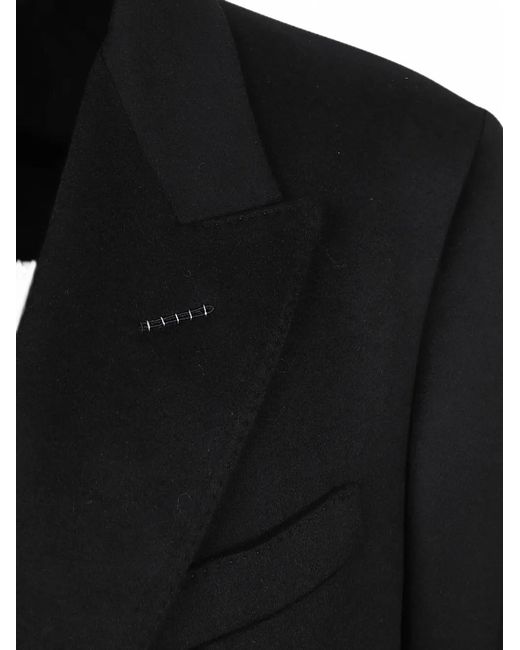 Tom Ford Black Double Splittable Wool Coat for men
