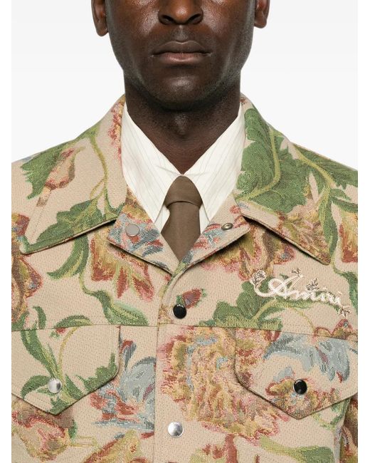 Amiri Natural Floral-Tapestry Logo-Embroidered Jacket for men