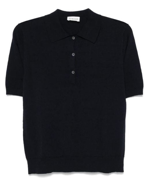 P.A.R.O.S.H. Black Fine-Knit Polo Top