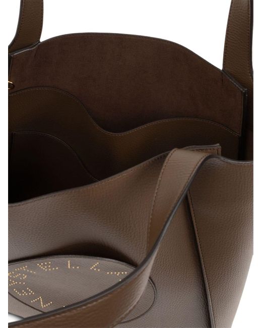 Stella McCartney Brown Handtasche aus Faux-Leder mit perforiertem Logo