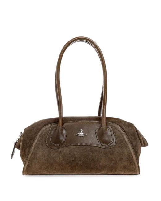 Vivienne Westwood Brown Small Shirley Orb-Plaque Shoulder Bag