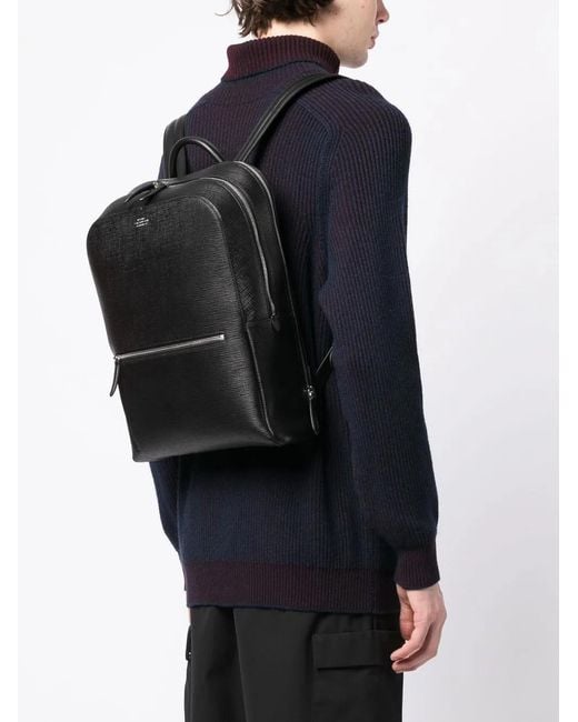 Smythson Black Grained-Calf Leather Backpack