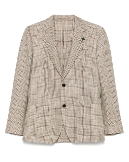 メンズ Lardini チェック ジャケット Natural