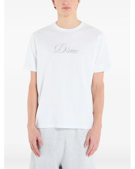 Dime White Cursive Logo T-Shirt