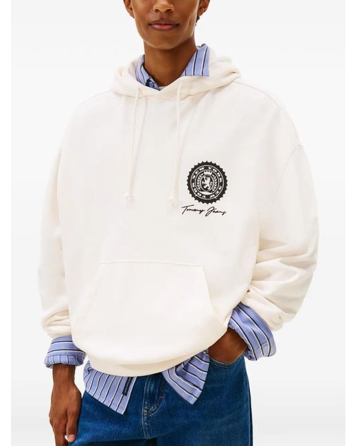 Tommy Hilfiger White Logo-Printed Hoodie for men