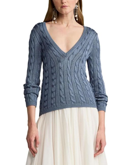 Ralph Lauren Blue Cable-Knit Jumper