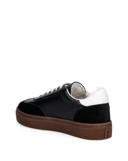 Furla Black Logo-Patch Panelled Sneakers