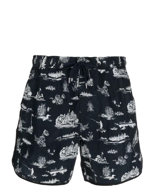 Woolrich Black Graphic-Print Shorts for men