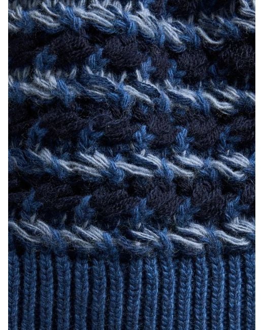 Etro Blue Wool-Blend Patterned Beanie for men
