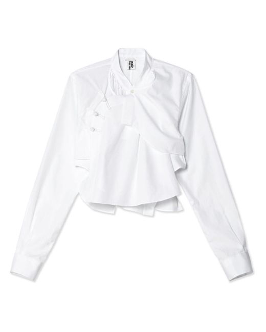 Noir Kei Ninomiya White Asymmetric Cotton Shirt