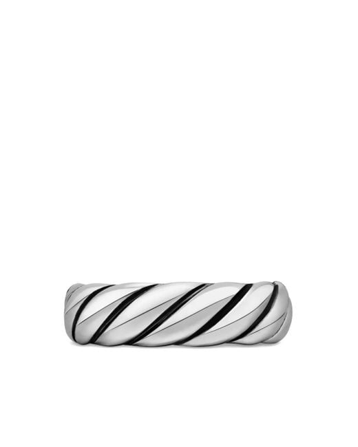 David Yurman White Sculpted Cable Sterlingsilber-Ring (6Mm)