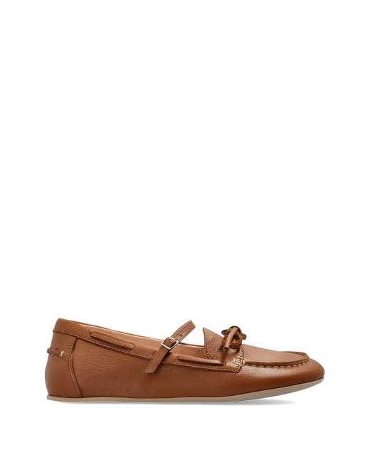 Agl Attilio Giusti Leombruni Brown Hoola Hoop Bow-Detail Leather Boat Shoes