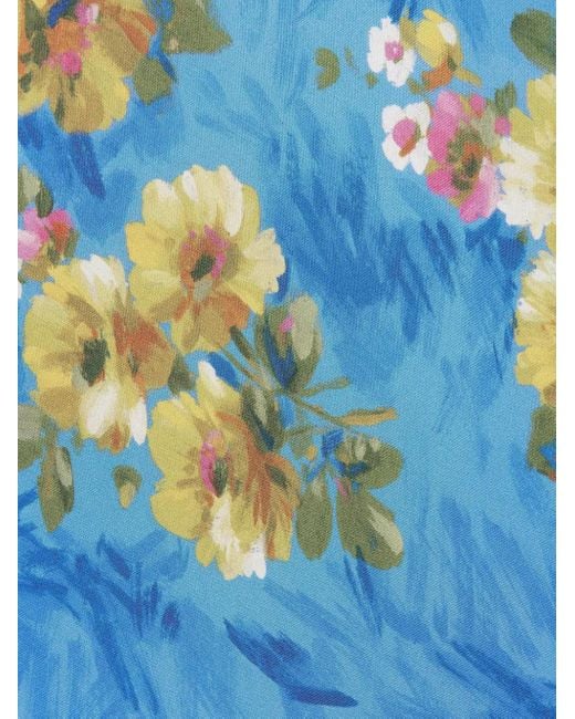 LaDoubleJ Blue Drawstring Floral-Print Skirt
