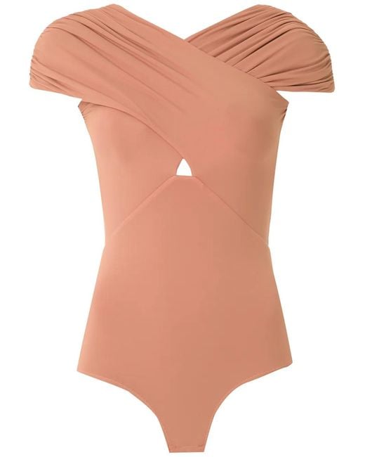 Amir Slama Orange Ruched Crossover Body Top