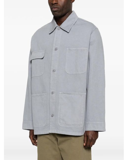 A.P.C. Gray Patch-Pocket Overshirt Jacket for men