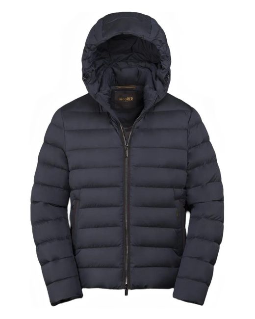 Moorer Blue Hooded-Quilted Jacket for men