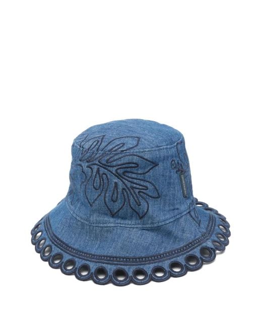 Zimmermann Blue Embroidered Denim Bucket Hat