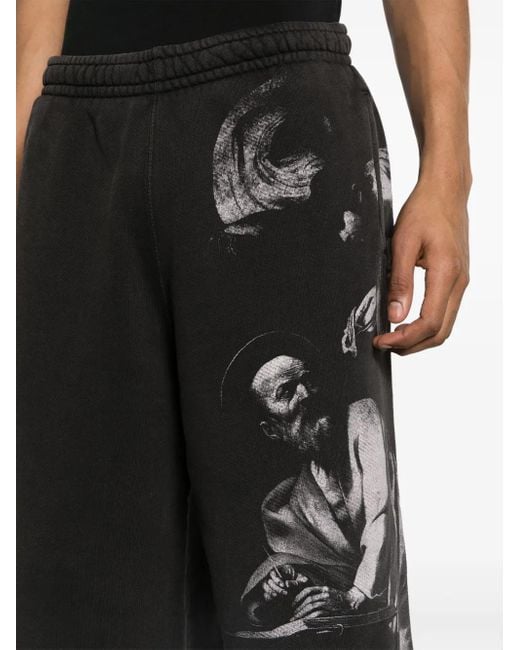 Off-White c/o Virgil Abloh Black Printed Sweatshorts for men