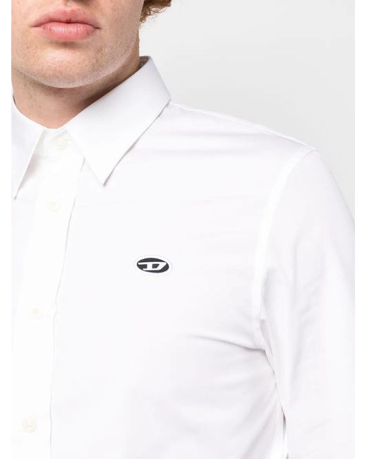DIESEL White S-Benny-A Logo-Appliqué Shirt for men