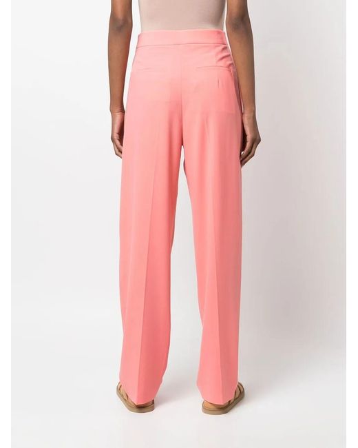 Patrizia Pepe Pink High-Waisted Straight Trousers