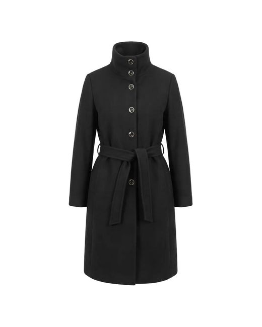 Pinko Black Wool-Blend Coat With High Neck And Belt