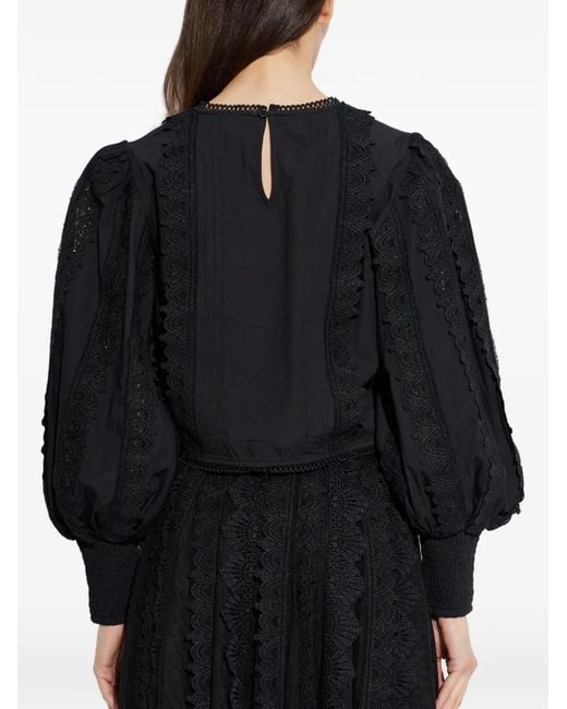 AllSaints Blue Hart Balloon-Sleeve Top