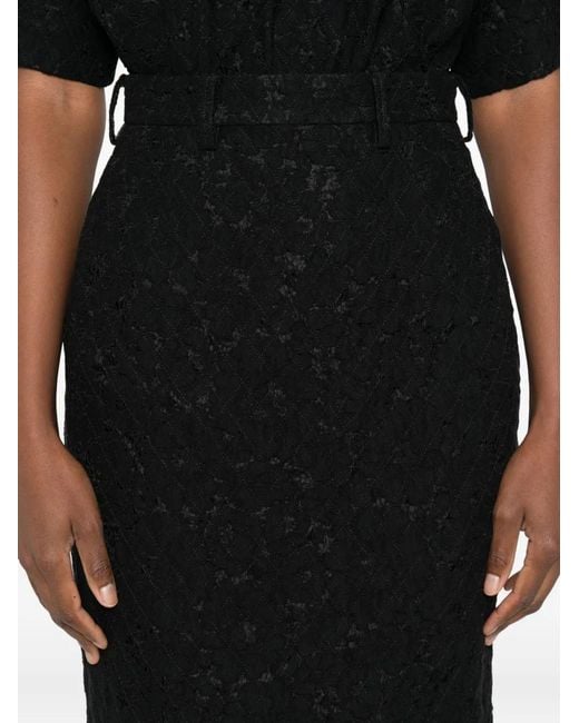 N°21 Black Floral-Motif Pencil Skirt