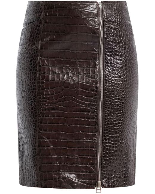Tom Ford Black Crocodile-effect Leather Miniskirt