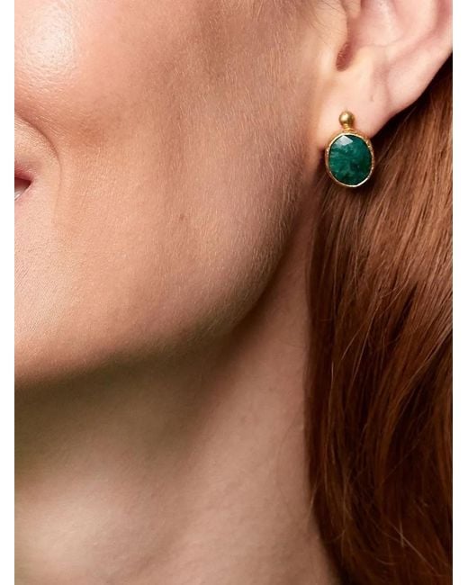 Ottoman Hands Brown Siena Emerald Earrings