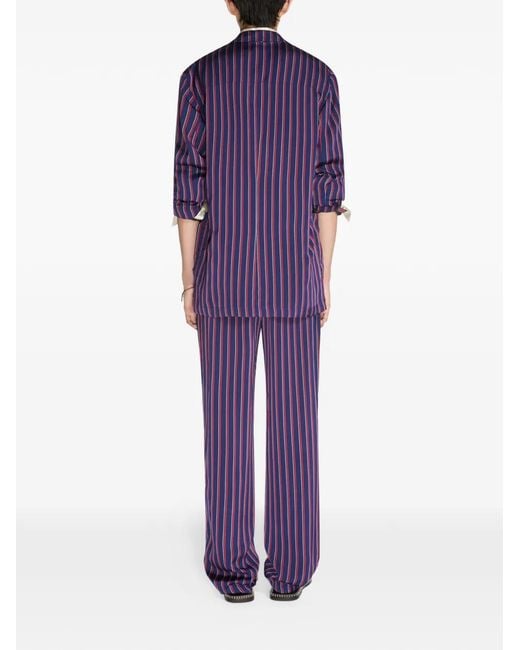 Dries Van Noten Purple Striped Blazer for men