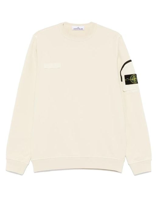 メンズ Stone Island コンパスバッジ スウェットシャツ Natural