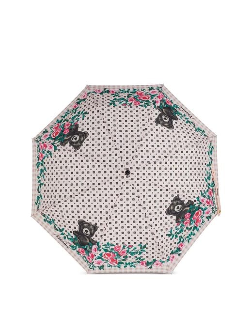 Moschino Gray Floral Bear-Print Umbrella