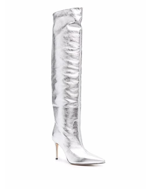 Scarosso White X Brian Atwood Carra Metallic-Effect Boots