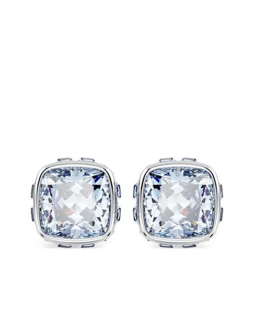 Swarovski Blue Cushion-Cut Crystal Earrings