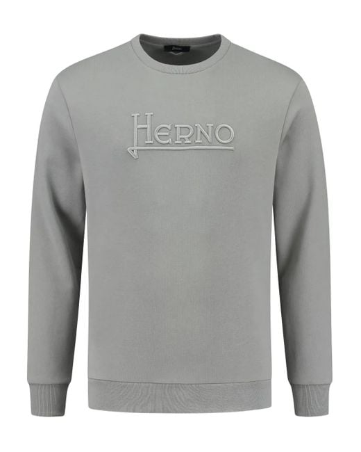 Herno Gray Crew Neck Sweater for men