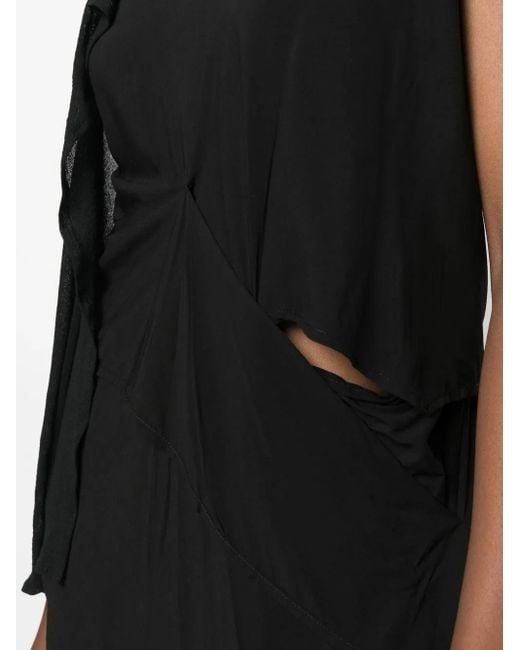 Yohji Yamamoto Black Asymmetric Cotton-Blend Dress