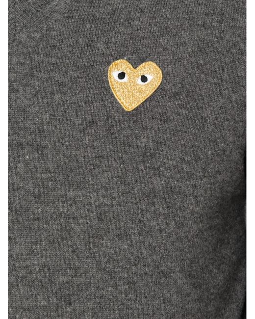 COMME DES GARÇONS PLAY Gray Embroidered Heart Jumper for men
