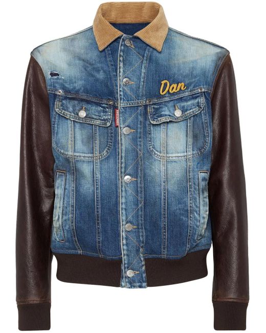 Chaqueta vaquera con varios materiales DSquared² de hombre de color Blue